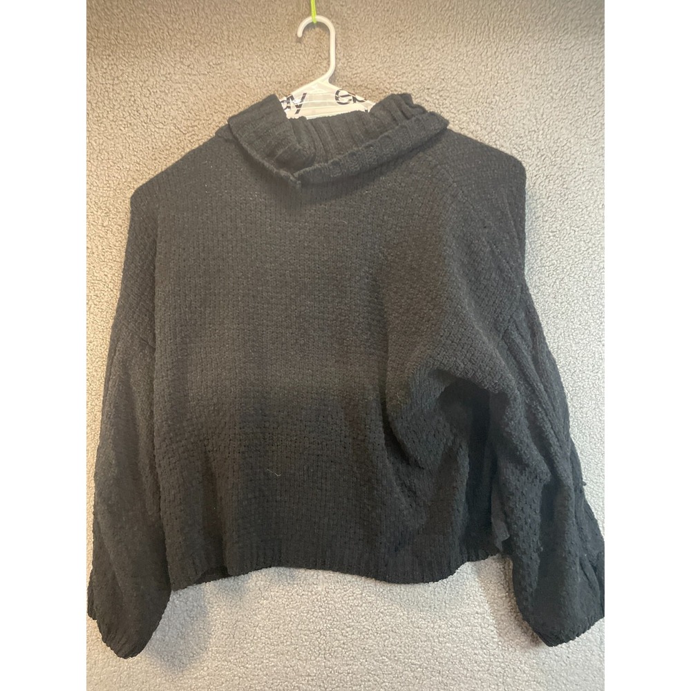 Seven 7 Sweater‎ Womens XXL Black Cable Knit Cowl Neck Long Sleeve Pullover